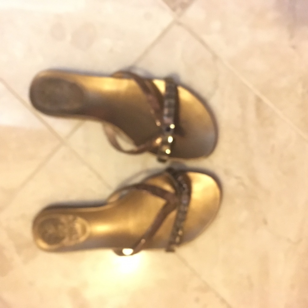 Brown Jeweled Flip Flops